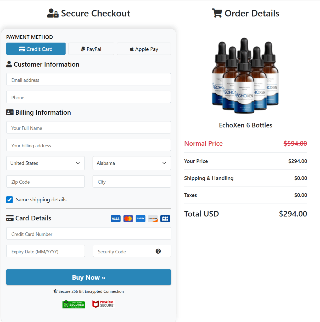 EchoXen Checkout page